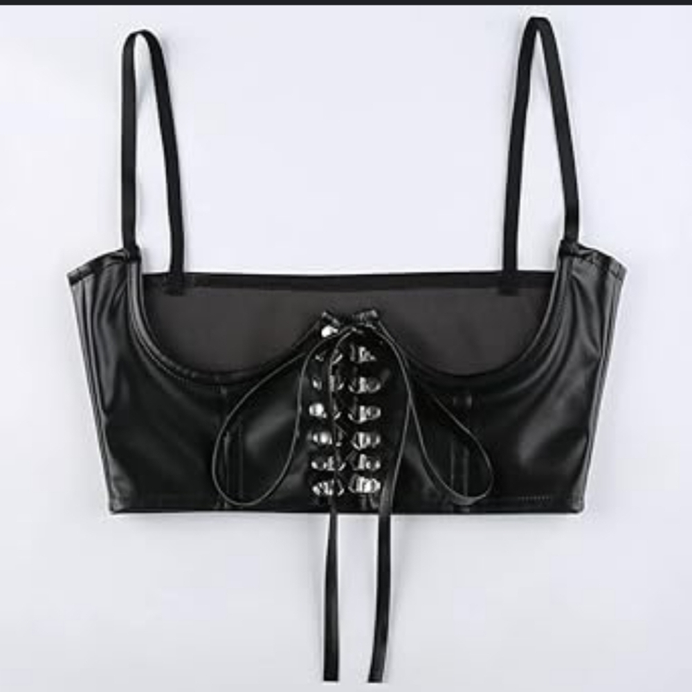 Widow Black Lace-Up Women's Top